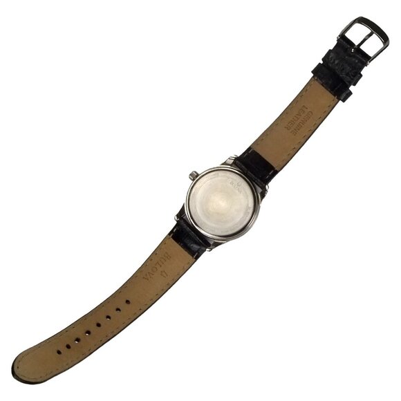 BULOVA Model C8341116 Round Case Silver Womens Watch and Dark Bronze Leather ...